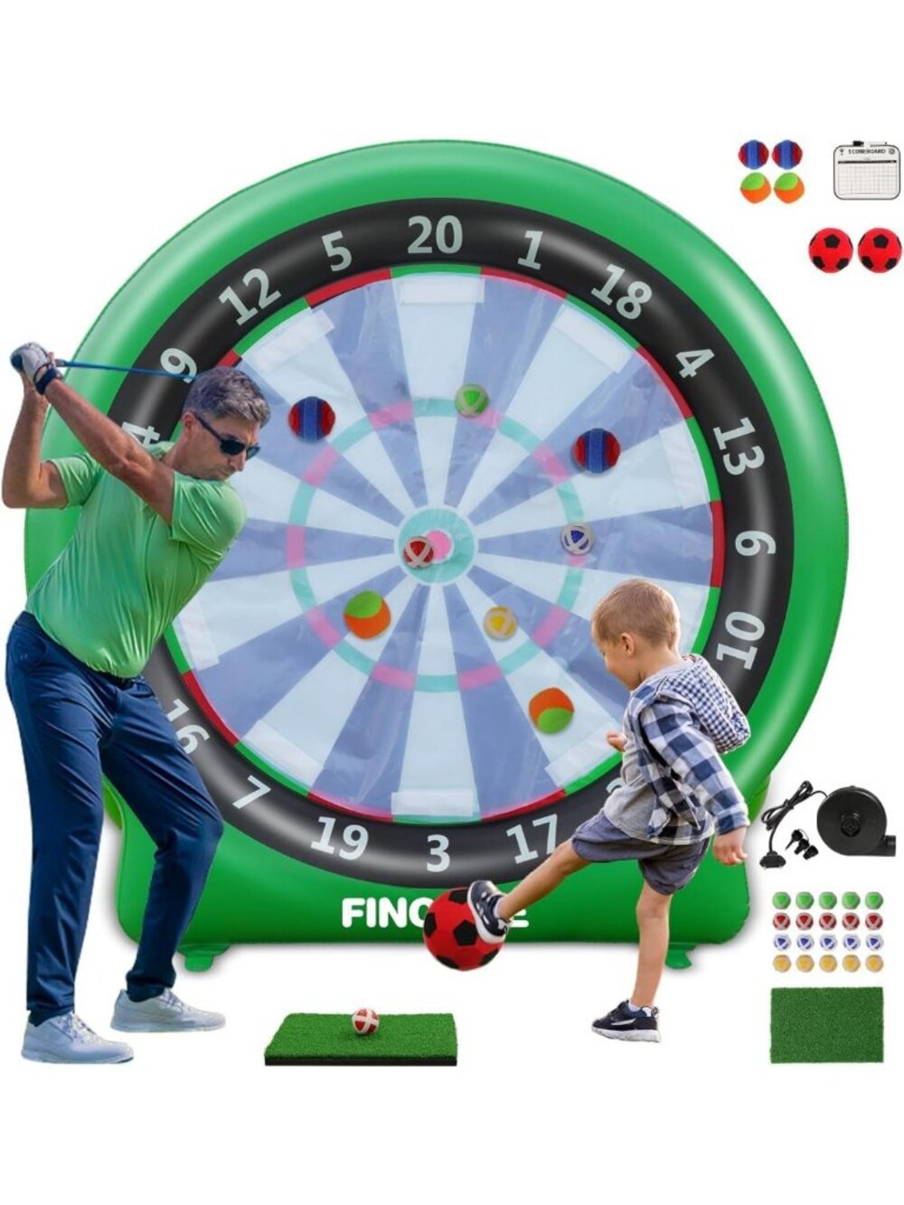 Inflatable Dartboard Game Set - Kick Darts, Soccer & Golf Fun for Outdoor Play